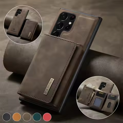 2 In 1 Magnetic Case For Samsung Galaxy S24 S23 S22 S25 Ultra A55 A35 A15 A56 A36 4G 5G Wallet Leather Card Holder Pocket Cover