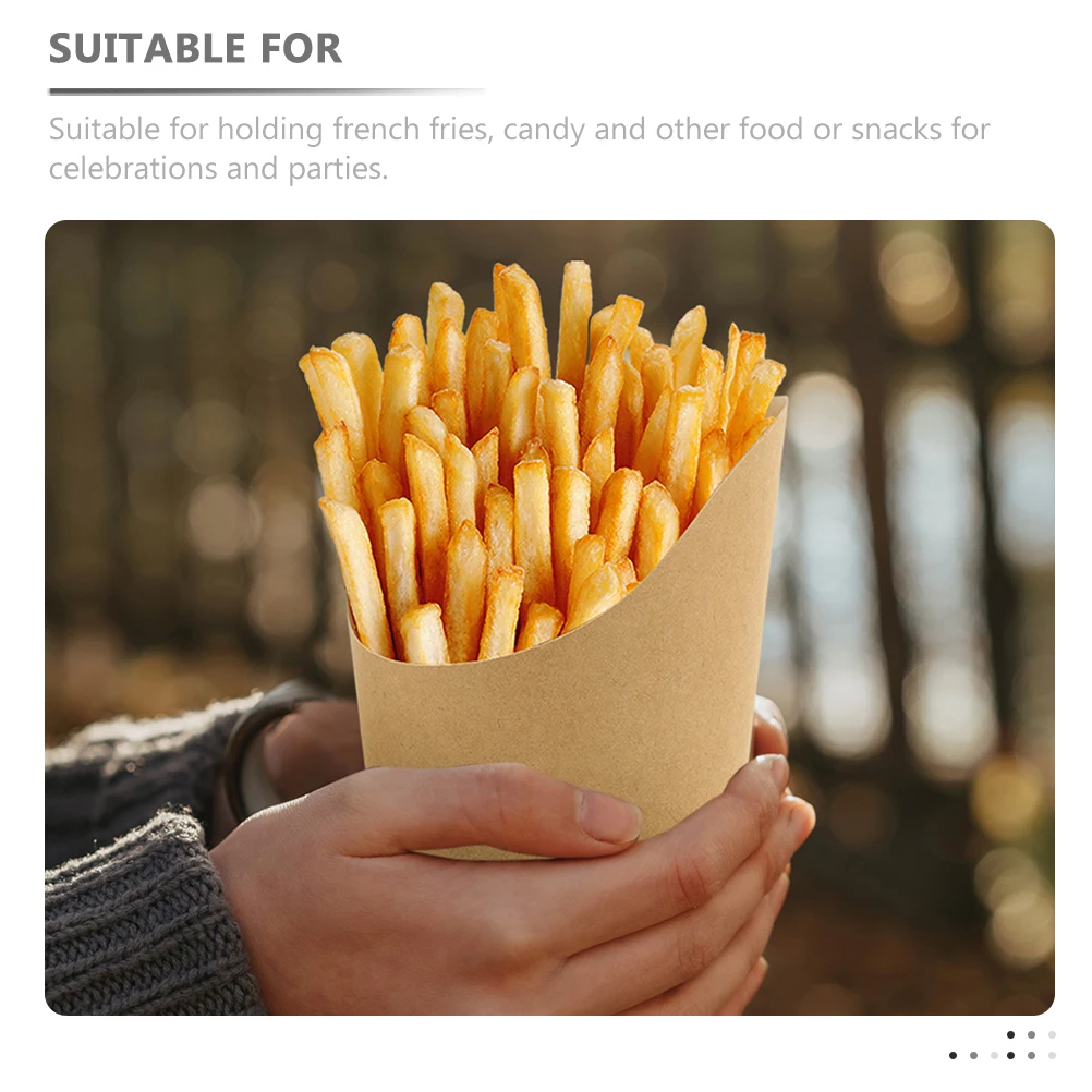 

1 set Kraft Paper Snack Cups Fries Holders Disposable Food Containers Party Gift Popcorn Holders Snack Packaging Boxes