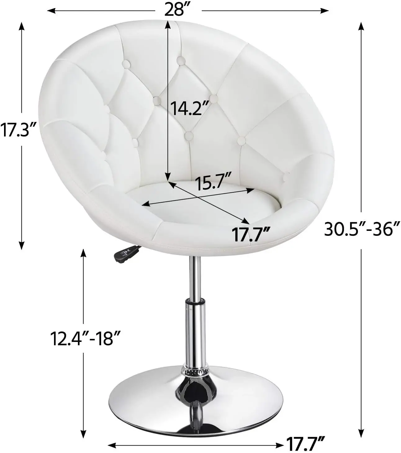 Kaptafel Stoel Make-Up Draaibaar Accent Stoel In Hoogte Verstelbare Ronde Rugleuning Stoel Met Chromen Frame Voor Make-Up Kamer, Woonkamer,