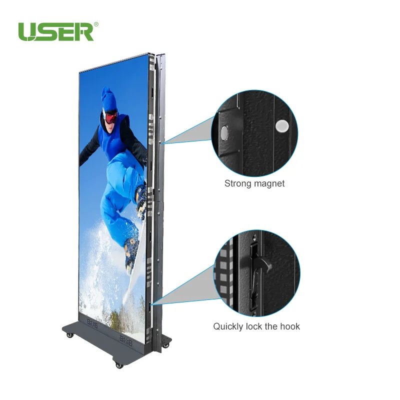 Foldable P1.2 P1.5 P1.8 P2.5 GOB Poster Led Screen Hd Display Stand Totem Portable Play Indoor Digital Folding Led Screens