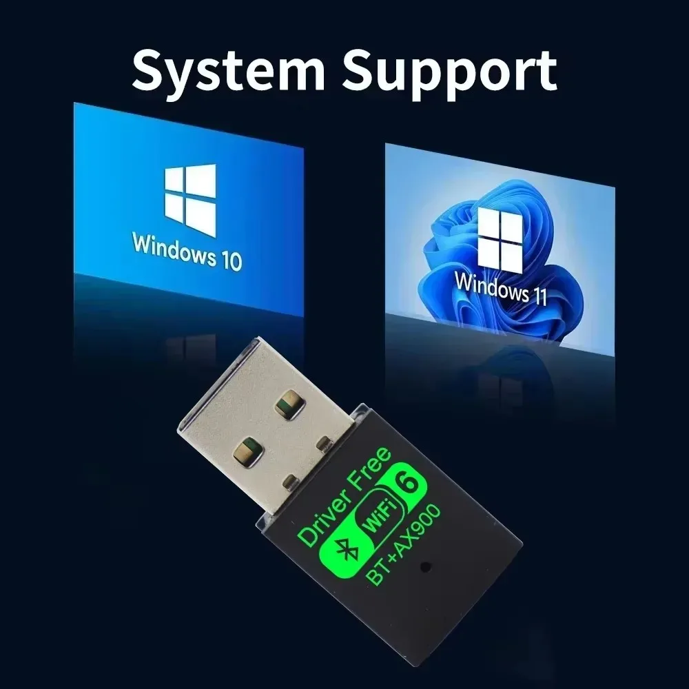 WiFi 6 AX900 BT5.4 USB Adapter Dual Band 2.4G&5GHz WiFi Network Card 2in1 Dongle USB Wireless Network Wlan Receiver Win 10/11 PC