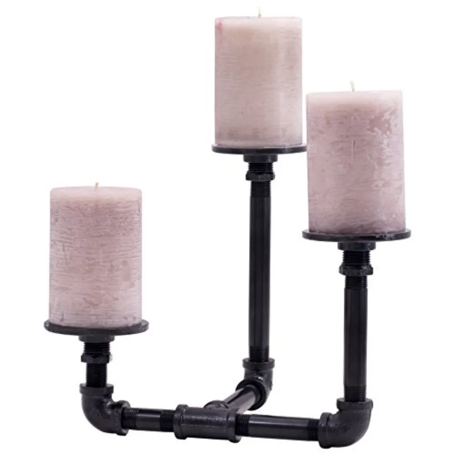 

Подсвечник-стойка Pipe Décor Industrial на 3 свечи, полный комплект, черное гальваническое покрытие - 38CNPL4-BK - Рустик и шик в стиле стимпанк