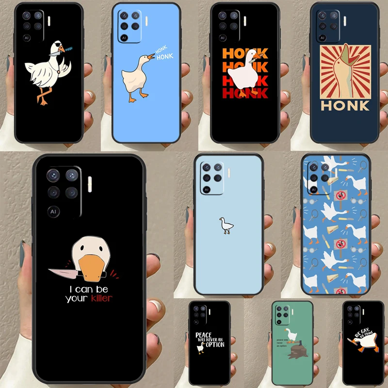 Cartoon Funny Goose Case For OPPO A96 A76 A16 A94 A74 A54 A53 A57 S A15 A52 A72 A93 A5 A9 A31 A17 A77 A78 Coque