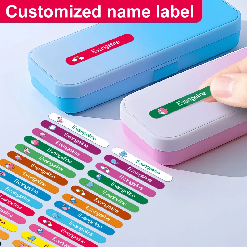 ‌Personalized Eco-Friendly Name Stickers Waterproof Custom Animal Designs - Kids School Bags & Stationery Labels