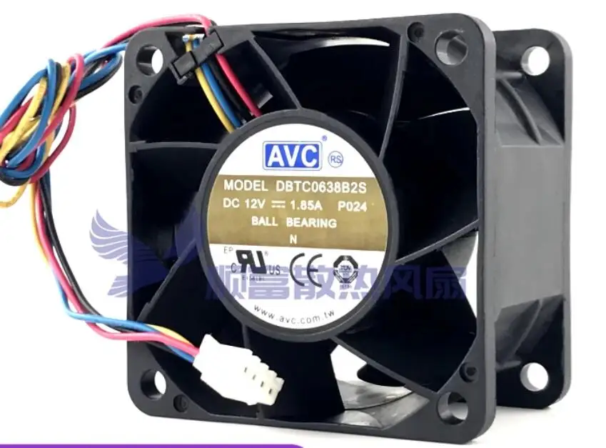 Ventilador de refrigeración de servidor de 4 cables AVC DBTC0638B2S P024 DC 12V 1.85A 60x60x38mm