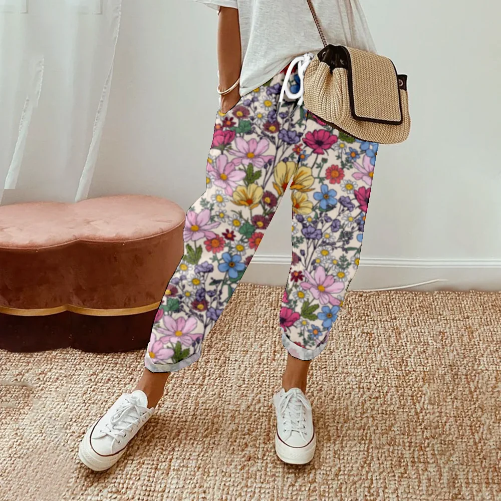 Summer Women Pants Casual Fashion Elastic Waist Harem Pants Loose Streetwear Office Trousers Y2k Clothes Elegant Pantalones