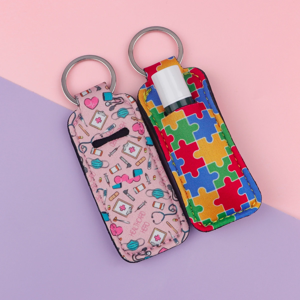 

Doctor Lipstick Holder Keychain Portable Autism Lipstick Cases Cover Balm Holders Keyring Gift for Women 1pc