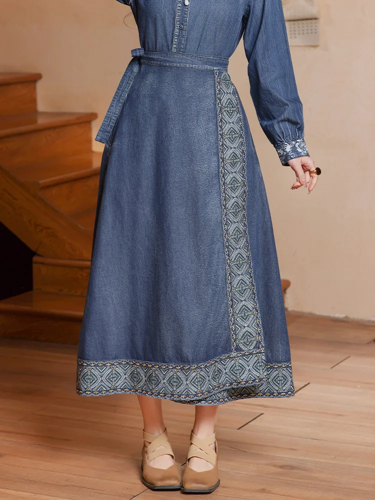 Jupes de vêtements pour femmes, jupe Vintage en Denim avec visage de cheval, nouveau Style chinois, Design amincissant et favorisant les figures, rénové