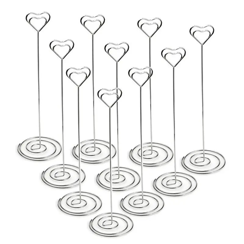 10pcs 8.6 Inch Tall Place Card Holders Heart Shape Table Number Holder Stands Picture Photo Note Memo Clip for Wedding-A07G