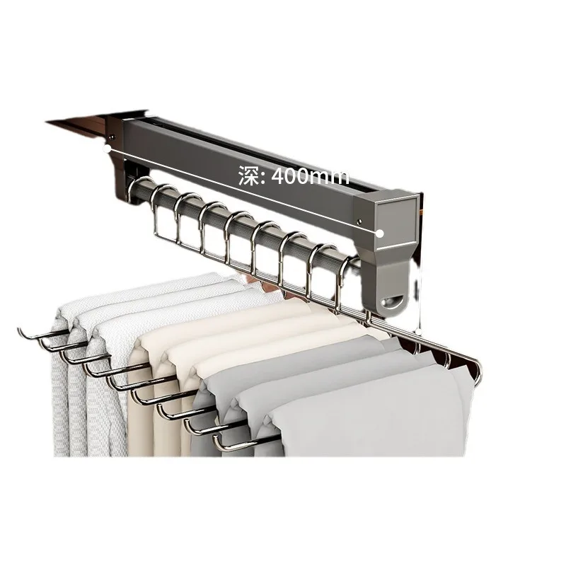 Pull-up pants rack Telescopic slide rail Wardrobe Built-in storage artifact Top damping pants draw rack Cloakroom