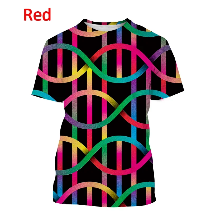 DNA Double Helix Structure 3D Art T Shirt Men's New Casual Printing Short-sleeved T Shirt Unisex Harajuku Streetwear Top