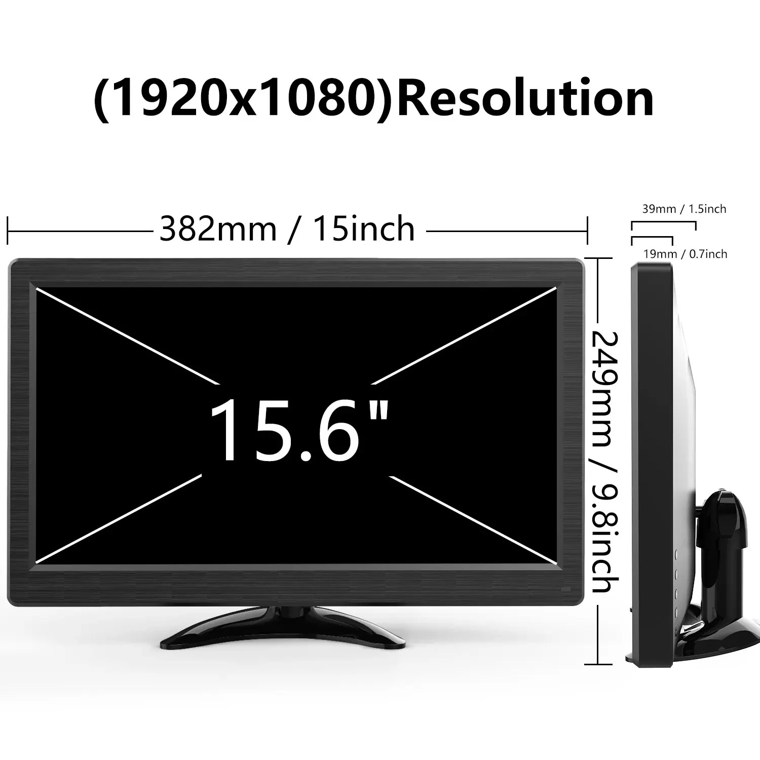 15.6-inch Portable Monitor Laptop XBox PS4 / TV Box Cell Phone PC Extension Mobile Laptop With Holder Stand 1920*1200 for Gaming