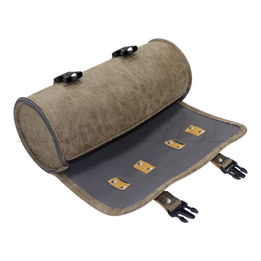 Waterproof PU Leather Saddle Bag Multifunctional Motorcycle Handlebar Front Saddle Hanging Storage Luggage Accessory