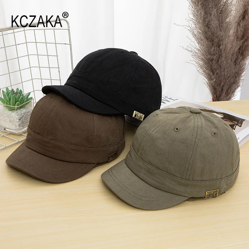 

KCZAKA Brand 5cm Short Bill Baseball Caps Mens Short Brim Baseball Hats Vintage Cotton Umpire Hats Dad Hats Wholesale