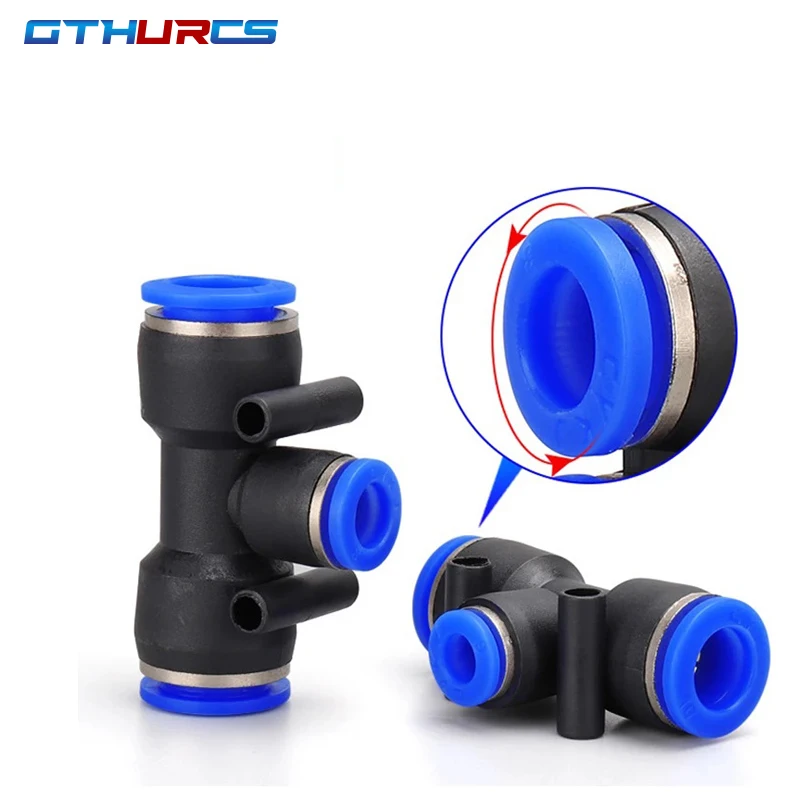 100/50pcs PE/PEG Type Pneumatic Fittings Plastic T Type 3-way For 4mm To 16mm 4-6 6-8 8-10   Quick air Pneumatic Connector