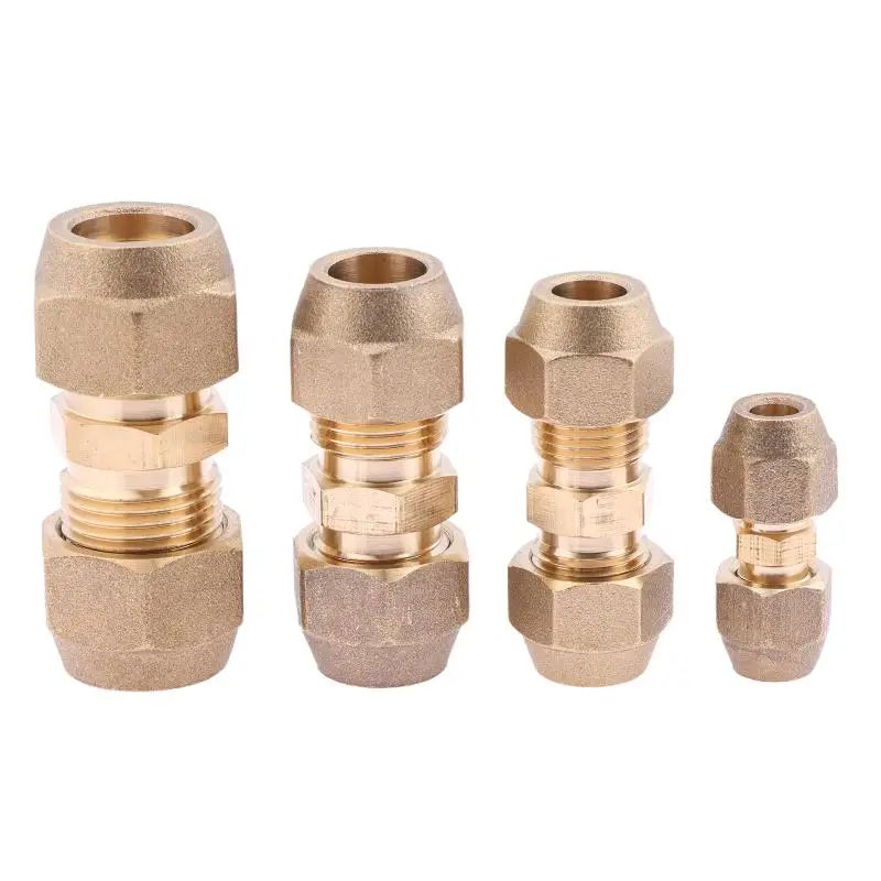 1Pcs 2/3/4/5mm Brass Quick Connectors Straight Pipe Extension Joint No-Weld Fittings With Flare Nuts Copper Connectors