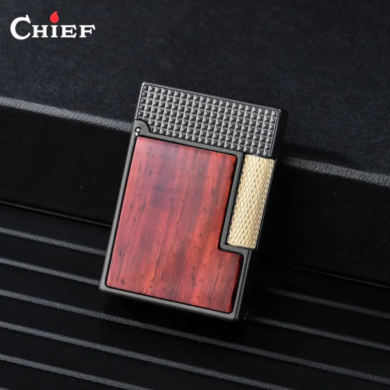 CHIEF black gold kerosine lighter, rotatable sticker, metal carved pattern grinding wheel lighter, men's holiday gift