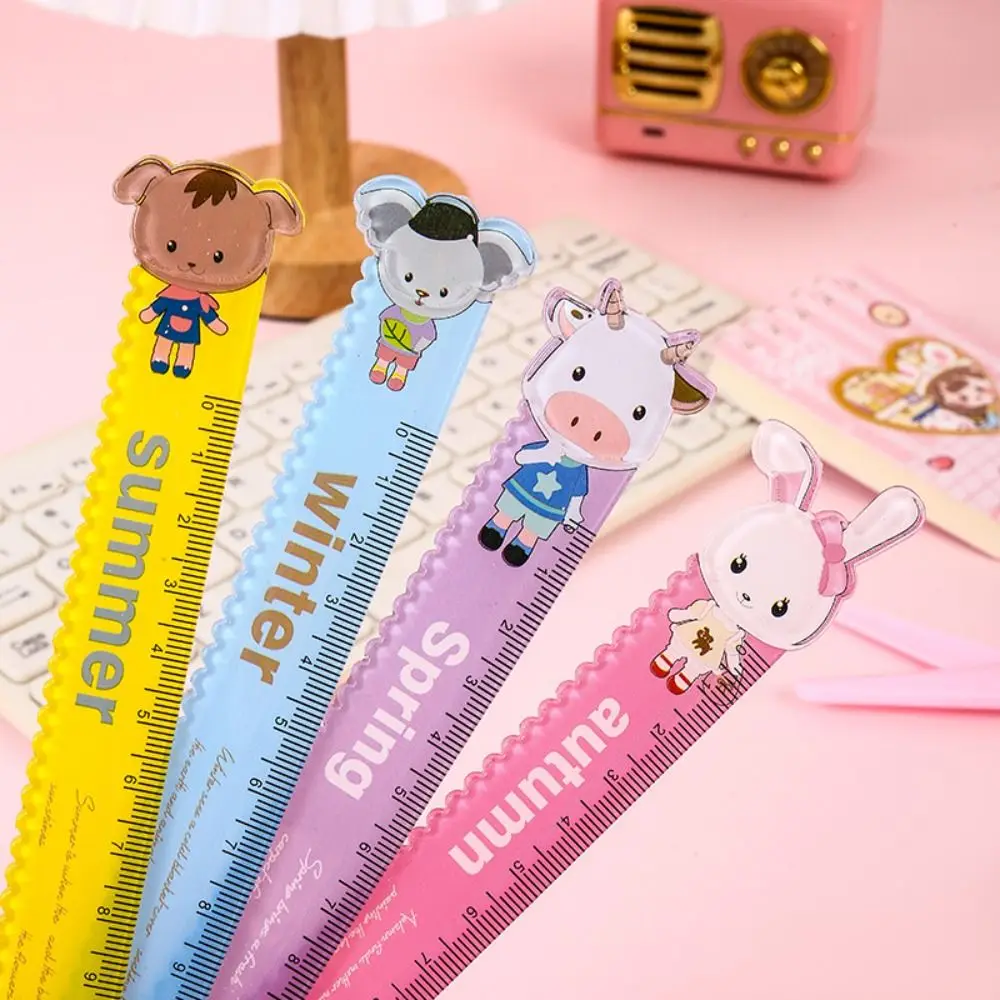 Kawaii Plastic Straight Ruler Rabbit School Office Supplies Ruler Planner Accessories Drawing Tools
