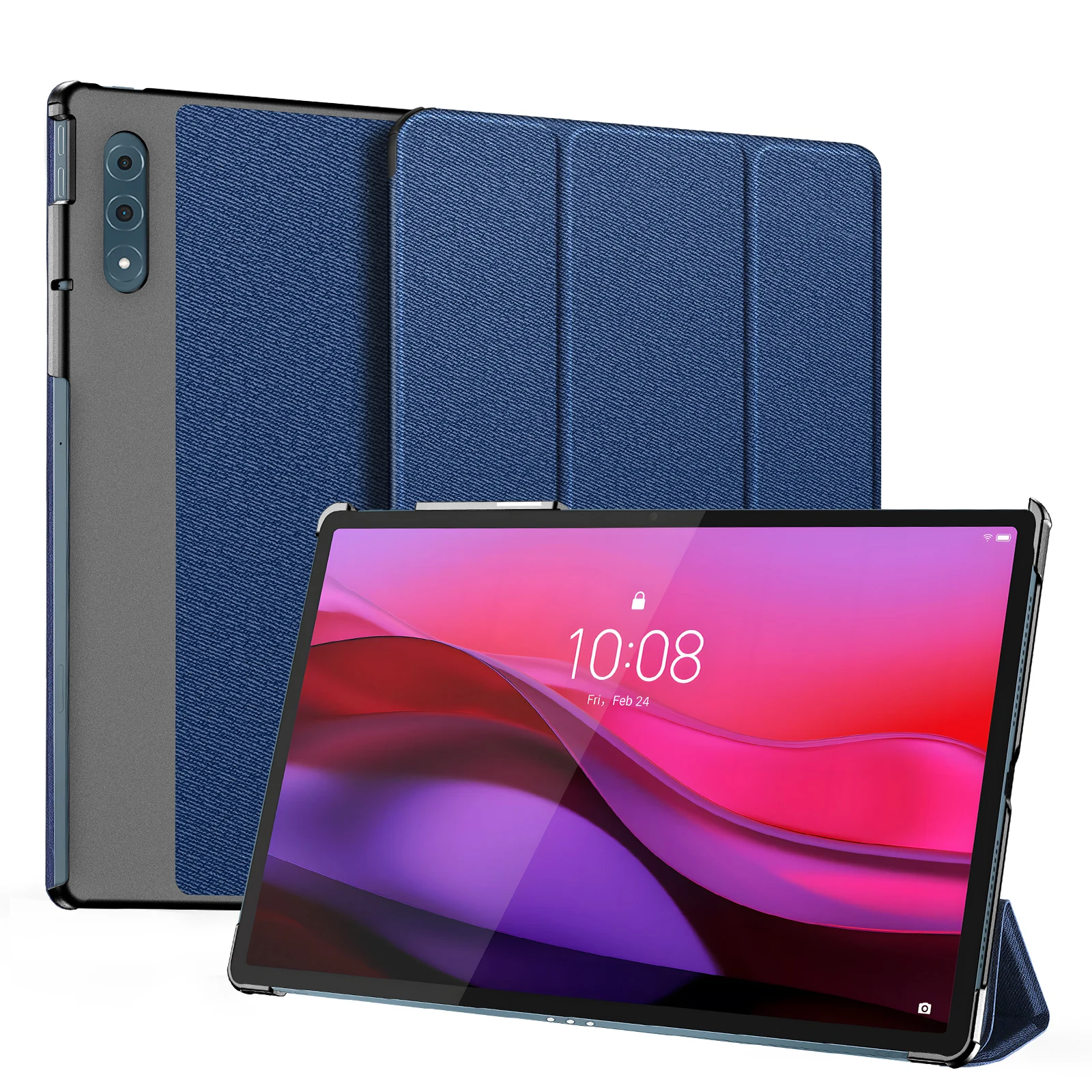 DUX DUCIS For Lenovo Yoga Tab Plus Case  Domo Series Tri-fold Stand PU Leather Protective Tablet Cover - Blue