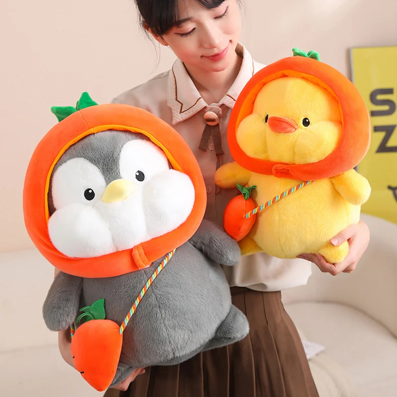 23/35/45cm divertimento creativo cartone animato Cosplay frutta pinguino anatra peluche bambola carota zucca tartaruga anatra gialla peluche decorazioni per la casa