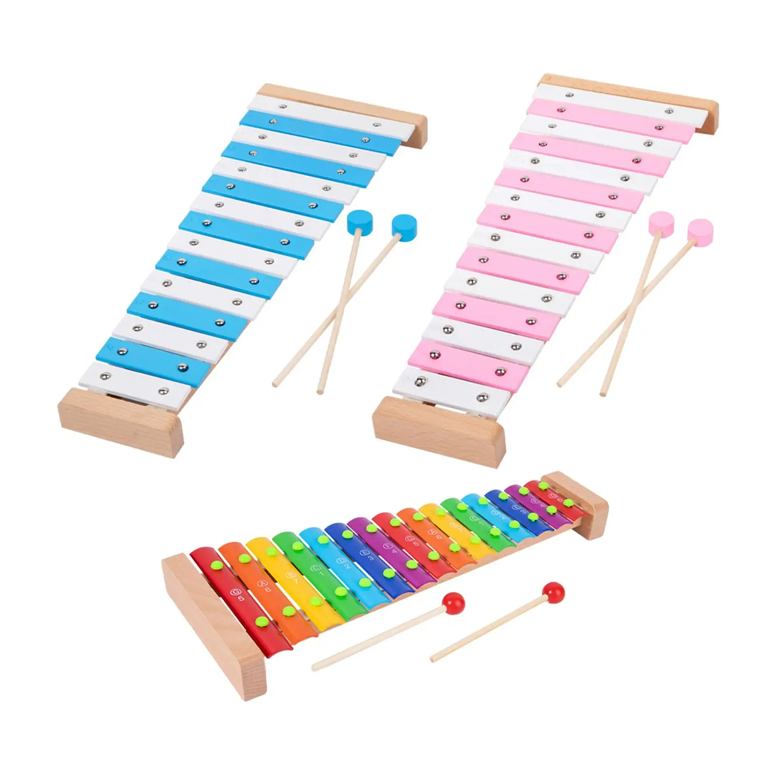 Premium 15-Note Xylophone Set for Children - Educational Music Toy with Wooden Base