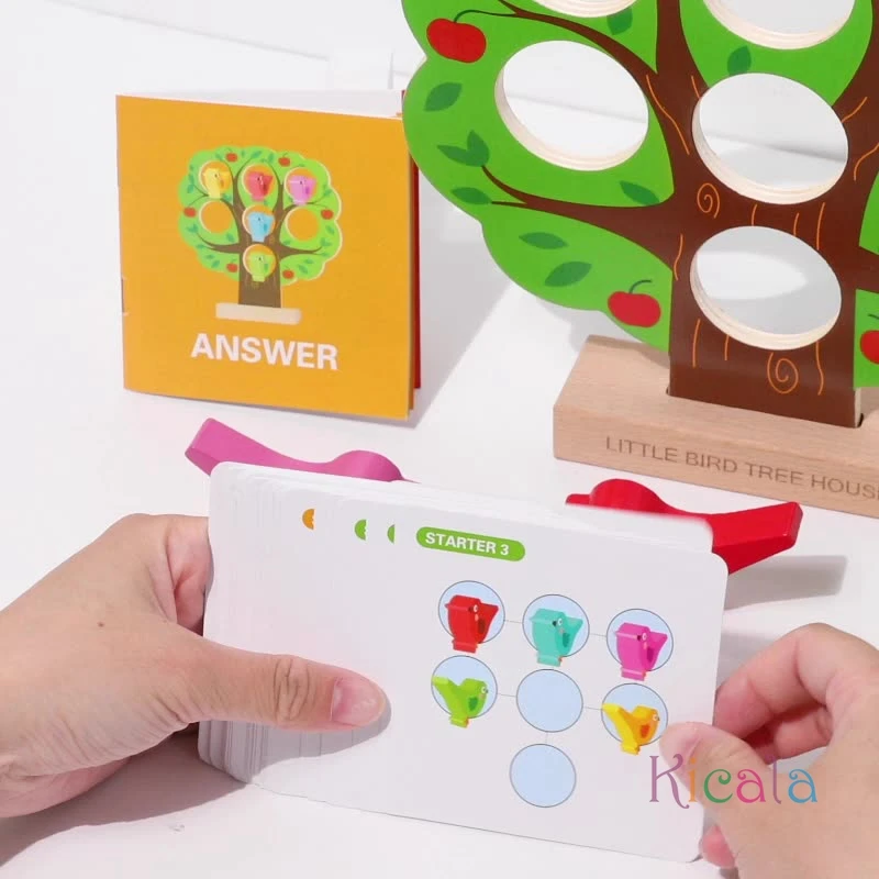 Fun Little Bird Tree House Children's Educational Wooden Toy Toddler Montessori Toy Color Recognition Interactive Desktop