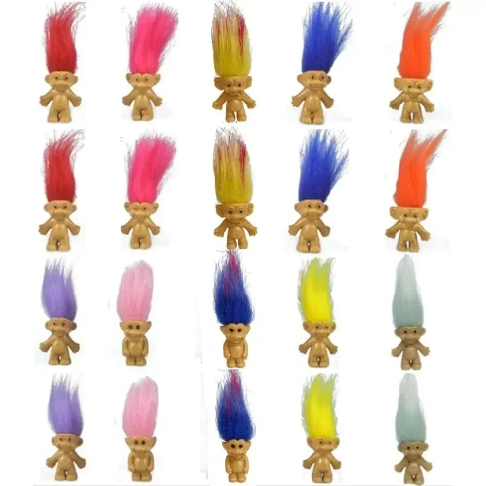 10 unids/bolsa Mini Trolls muñecas Anime figura de acción pelo colorido miembros de la familia modelo colección juguetes para niños para regalo para niños 2025