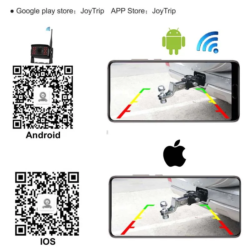 Câmera de visão frontal e traseira para iOS ou Android Phone, WiFi Truck Bus, RV Camper Trailer, Pickups Van, RV, DVR Recorder, HD 720P, 5G