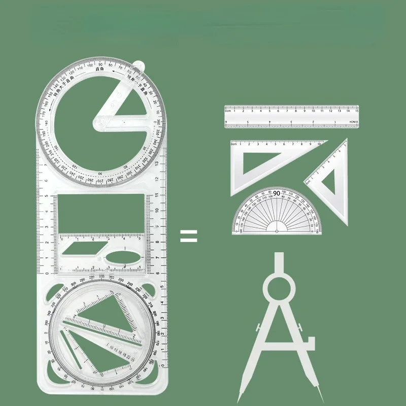 1 szt. Obrotowa wielofunkcyjna geometryczna linijka szablon do rysowania kątomierz do nauki architektury narzędzia pomiarowego artykuły biurowe