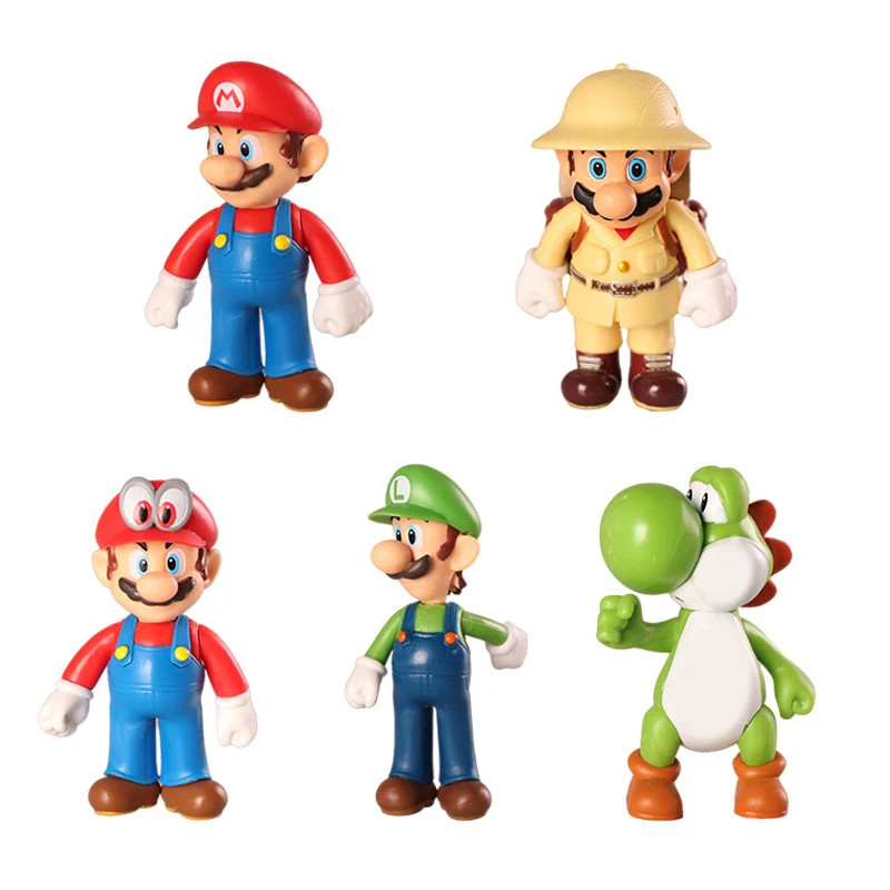 Super Mario Bros PVC Action Figure Toys Dolls Model Set Luigi Yoshi Donkey Kong Mushroom for kids Children\'s holiday gifts