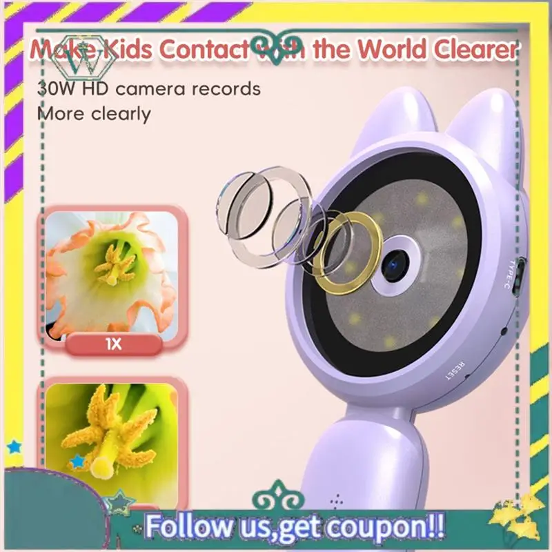 a28q-2-インチ子供顕微鏡ポケット顕微鏡ポータブル電気デジタル虫眼鏡顕微鏡屋外幹おもちゃ