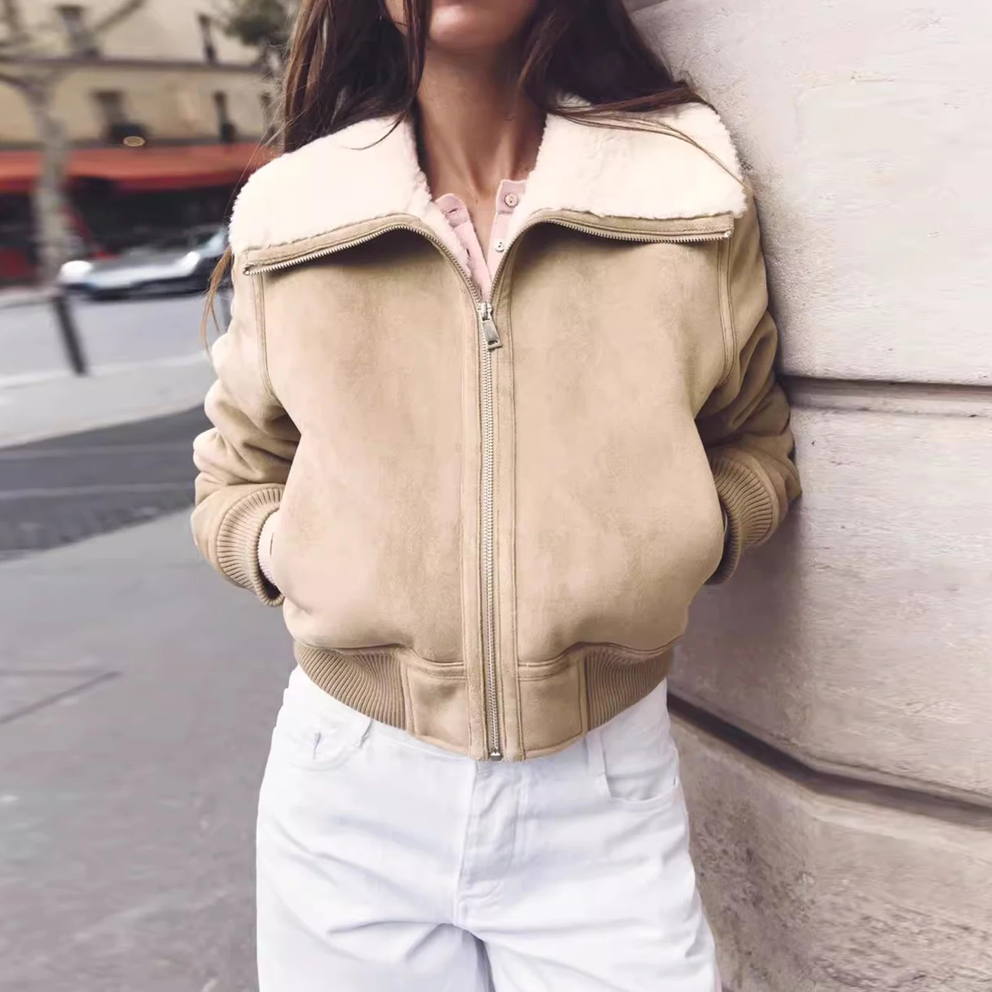 Giacca Donna Reversibile alla Moda, Capospalla Versatile e Personalizzabile, Calda con Maniche Lunghe e Cerniera