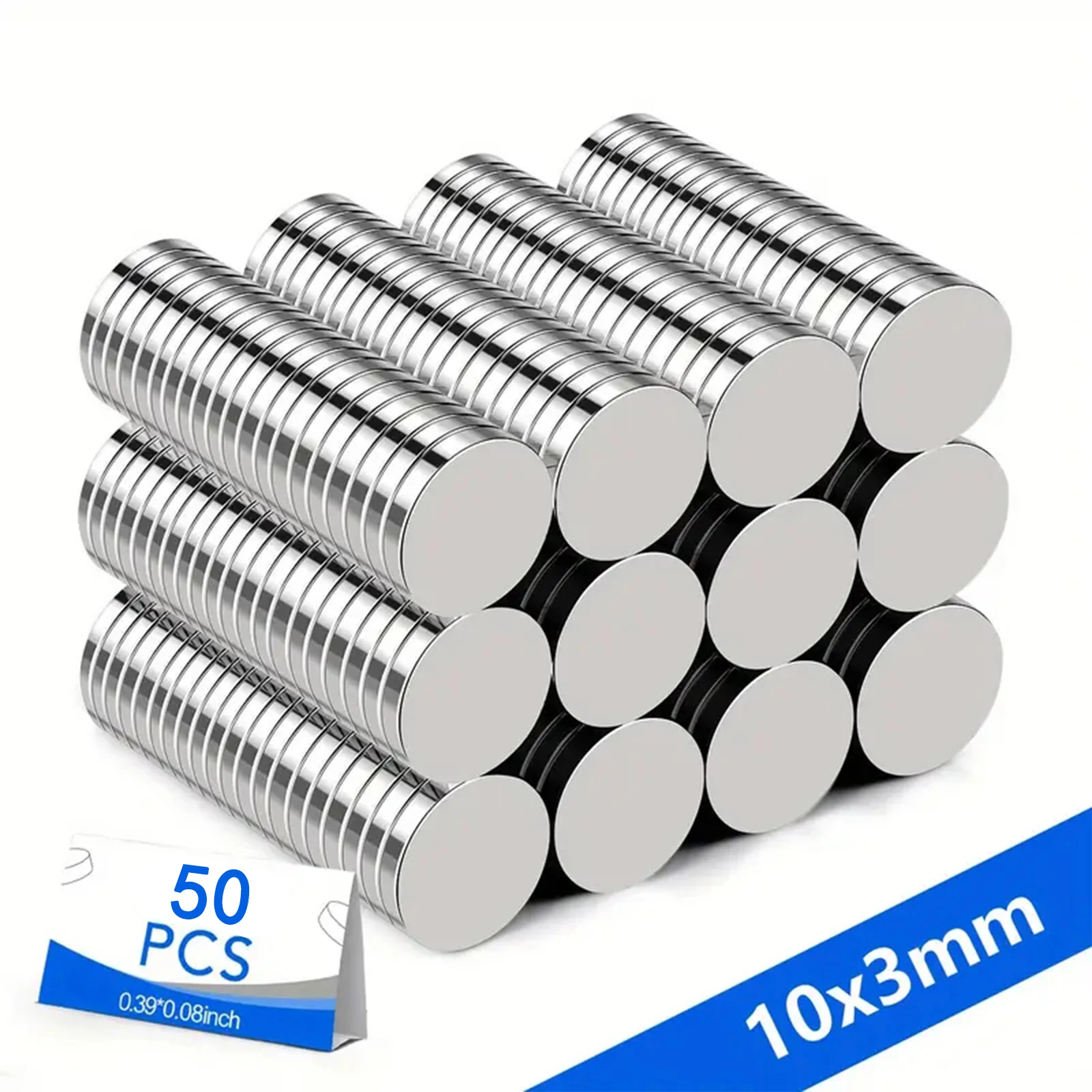 50 imanes redondos fuertes de 10x3 mm para nevera, bricolaje, construcción, ciencia, manualidades, educación