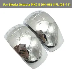 5 / 6 Speed Hand Speed Gear Shift Knob Stick Button Cap Cover Chrome Black Silver For Skoda Octavia MK2 II (04-08) II FL (08-11)