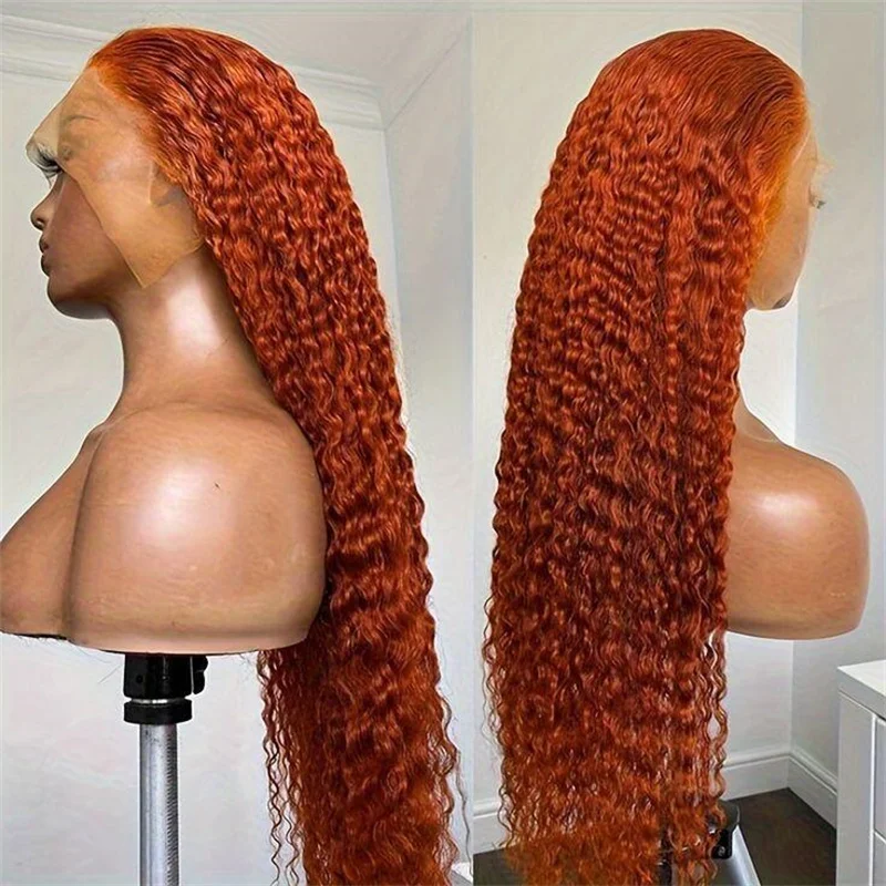 Peluca con malla frontal rizada naranja suave de 26 pulgadas de densidad 180 para mujeres negras peluca sin pegamento para uso diario prearrancada de pelo de bebé