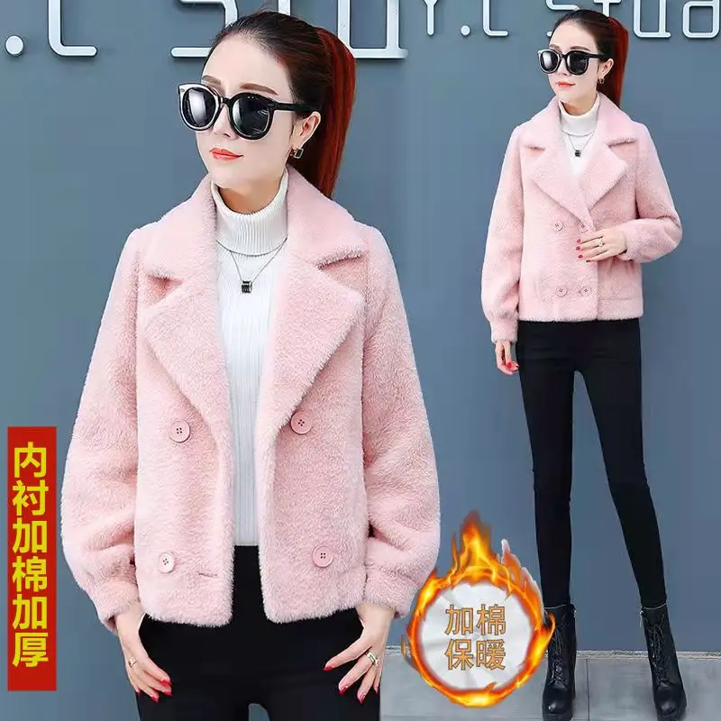 Spring Autumn Imitate Mink Velvet Short Wool Women\'s Coat New Popularity Imitate Golden Mink Velvet Hair Woolen Overcoat Women