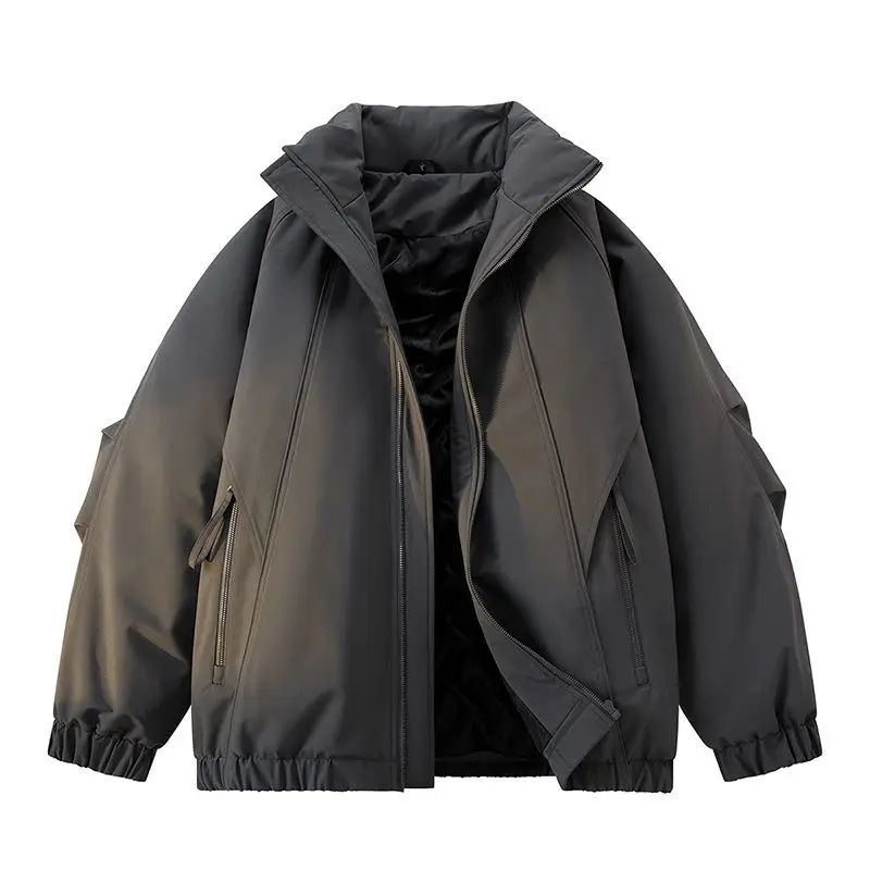 2026 New Loose Cotton-padded Clothes Coats for Men Solid Color Warm Loose Jackets Male Leisure High Street Sports Parkas C976