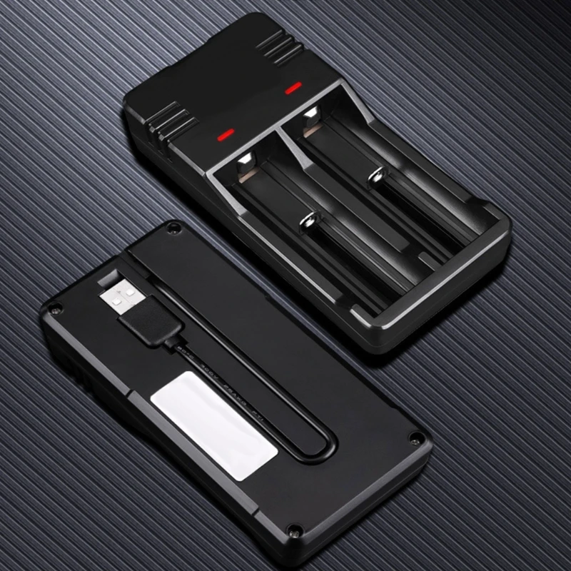 Double Bay 3.7V Lithium Batteries Charger Compatible for 18650,26650,14500,10440,16340,21700,18500 Models LED Indicators K1KF