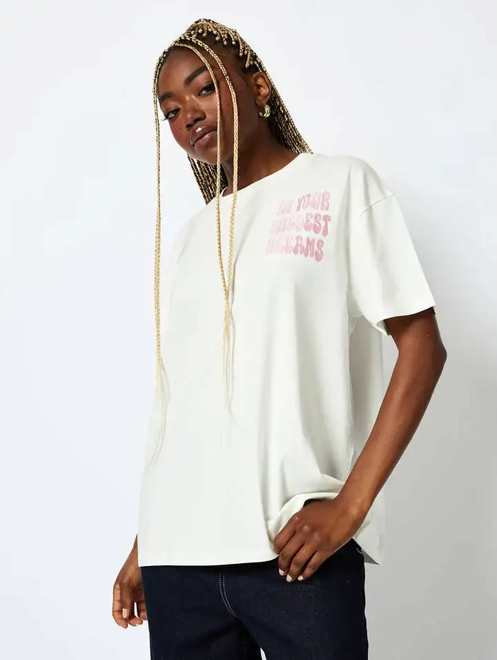 تي شيرت برسومات In Your Wildest Dreams تي شيرت مطبوع عليه زهور الفطر بتصميم خلفي للسيدات على الطراز البوهيمي حروف عتيقة فضفاضة تناسب #2