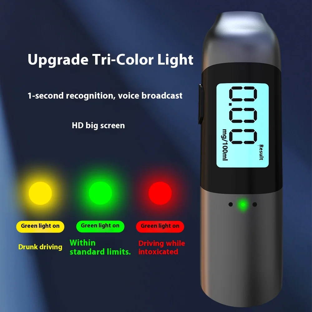 High-Precision Portable Breathalyzer Voice Notification Device for Alcohol Testing. Suitable for Post-Drinking Safety Checks, Tr