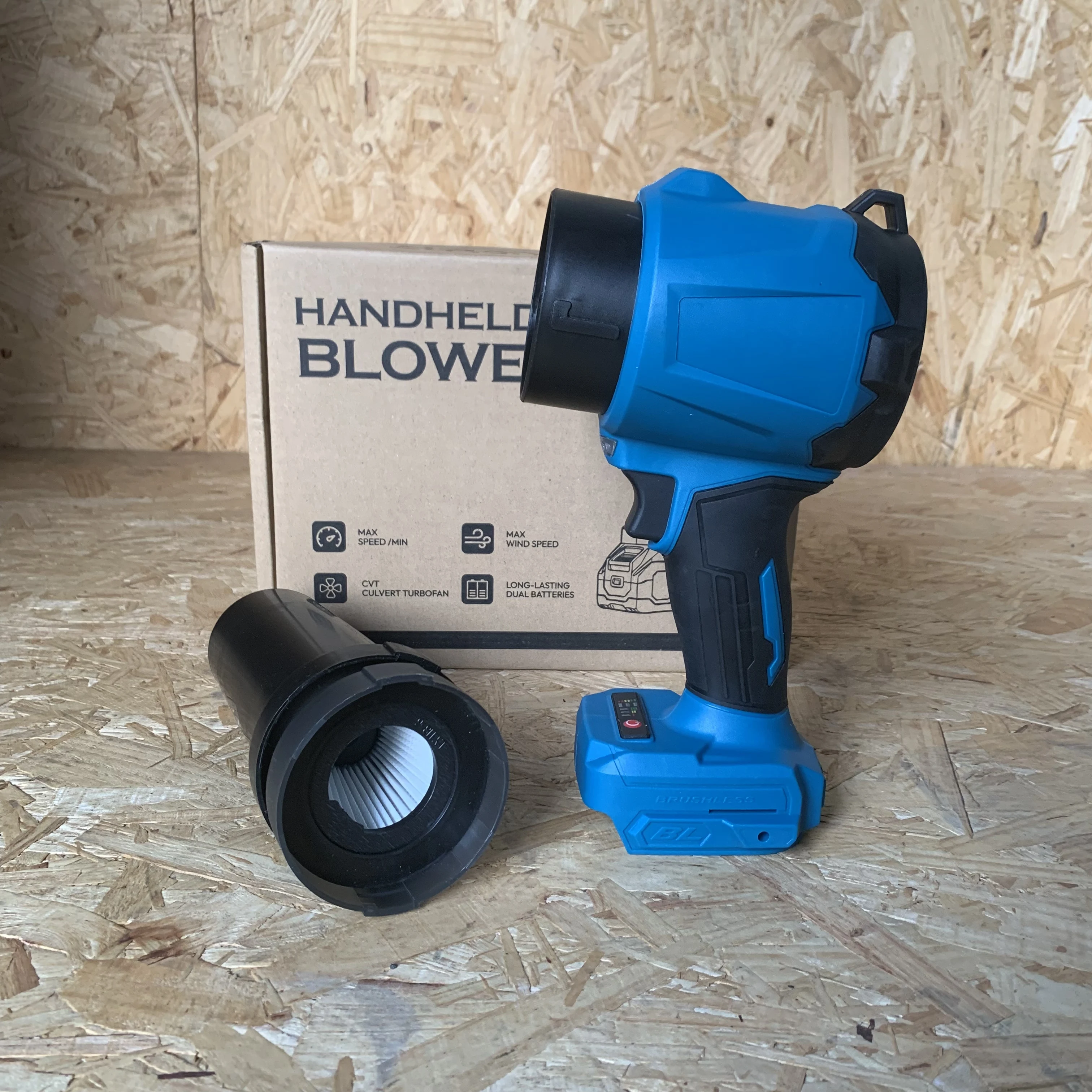 

Беспроводная воздуходувка ONEVAN 3500W с бесщеточным двигателем, 300000 об/мин, ручная, для уборки листьев и пыли, совместима с аккумуляторами Makita.