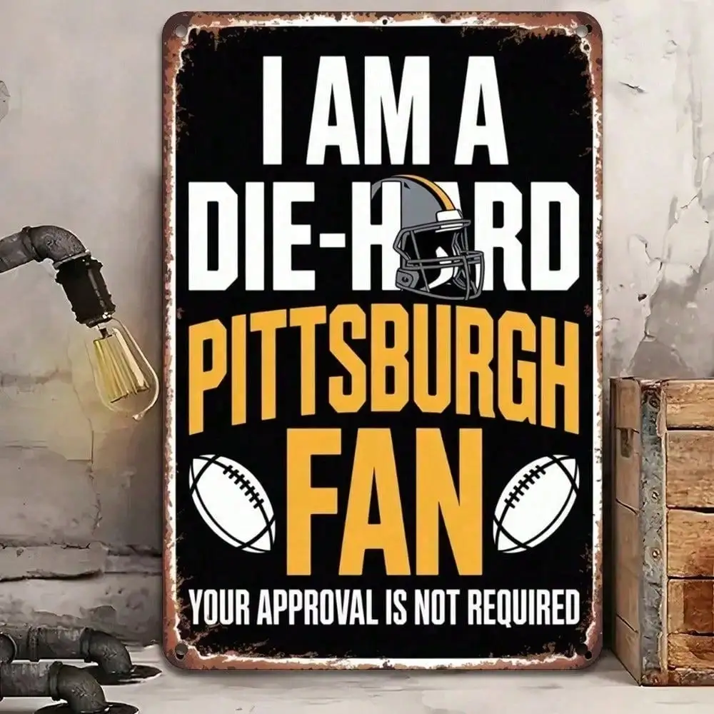 Pittsburgh Steelers Metal Tin Sign | Vintage NFL Wall Decor for Man Cave Bar Home Kitchen