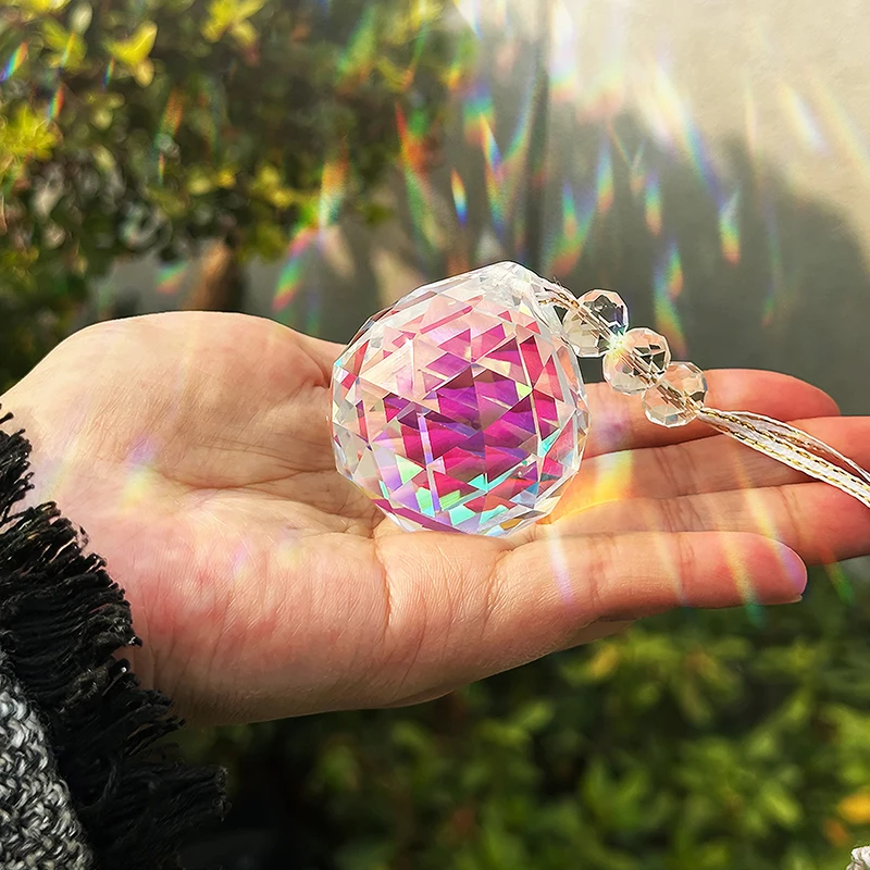 Attrape-soleil arc-en-ciel, 1 pièce, décoration de fête de mariage à domicile, ornement attrape-soleil en cristal Feng Shui, prisme boule lumineuse
