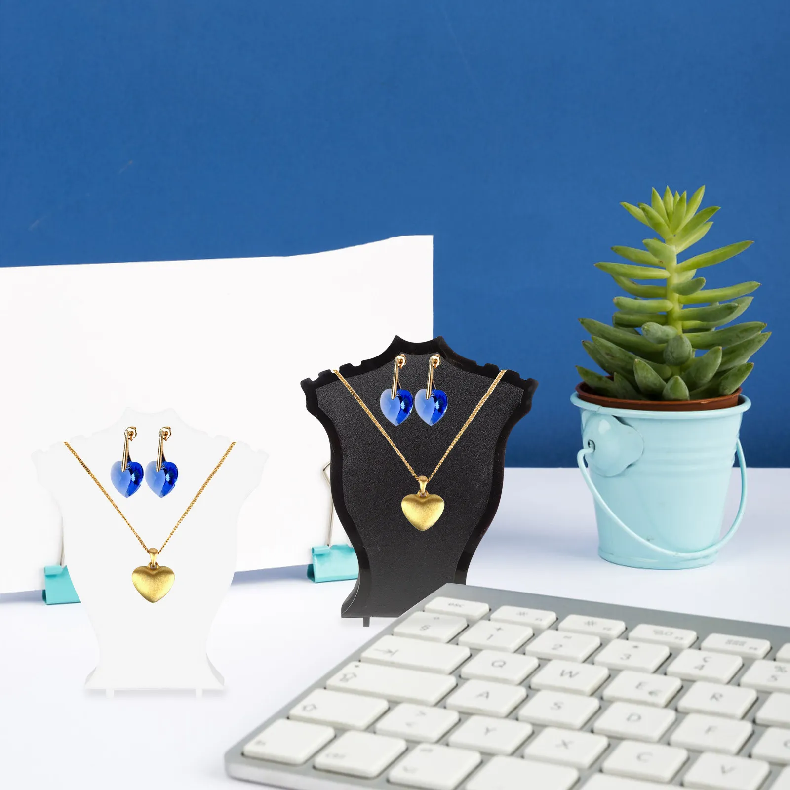 

2Pcs Necklace Jewelry Display Bust Stand Holder Organizer for Home Store Retail Boutique Jewelry Display Holder Necklace Stand