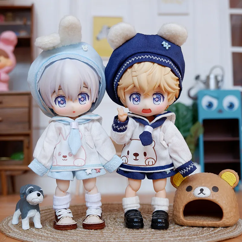 Suki Ob11 Dolls Rabbit Bear Sailor Suit Navy Clothes With Rabbit Ears Hat For Nendoroids Obitsu11 Molly Ymy Gsc 1/12 Bjd Doll