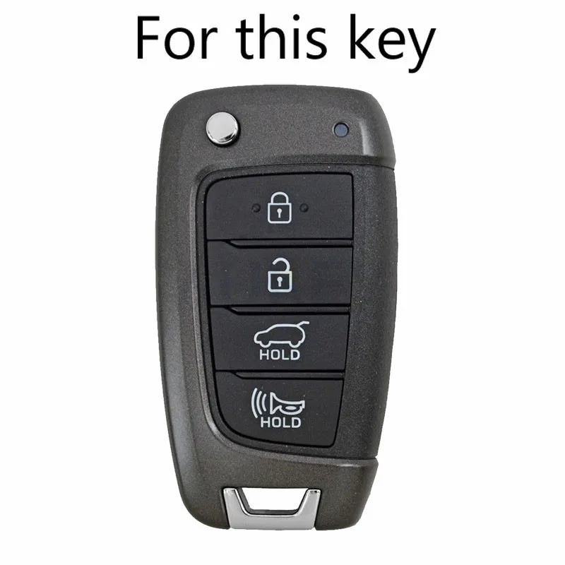 For Hyundai Kona Silicone Remote Flip Key Case Fob Shell Cover Skin Holder 4 Button 2018 2019