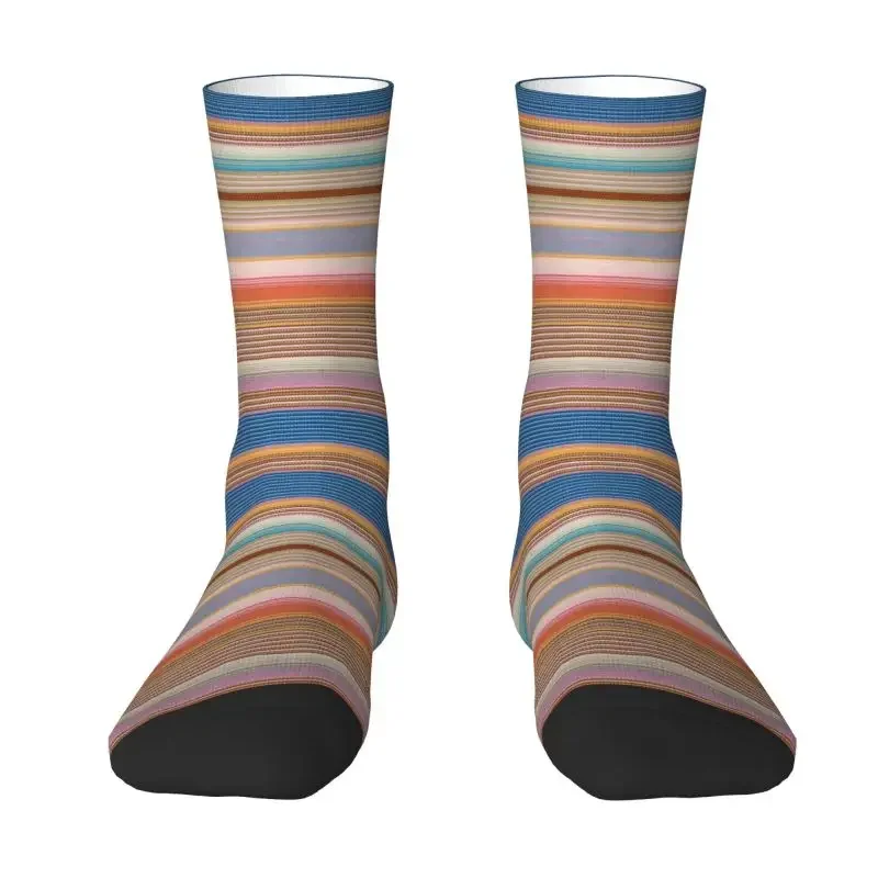 

Funny Retro Bohemian Geometric Stripes Socks Men Women Warm Breathable 3D Printed Luxury Fabric Texture Sports Football Socks