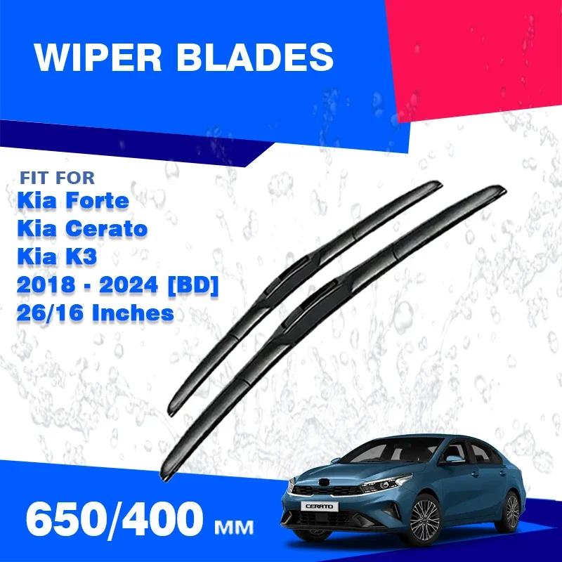 For Kia Forte MK3 BD 2018 - 2024 Cerato K3 Front Wiper Blades Windscreen Cleaning Windshield Brushes Sedan Hatch Accessories