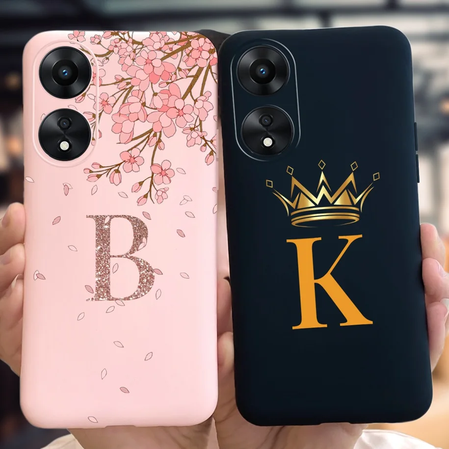 For OPPO A78 5G Case OPPO A58 5G Cover Cute Letters Crown Couple Phone Case For OPPOA58 A 58 A 78 OPPOA78 Protective Cover Shell