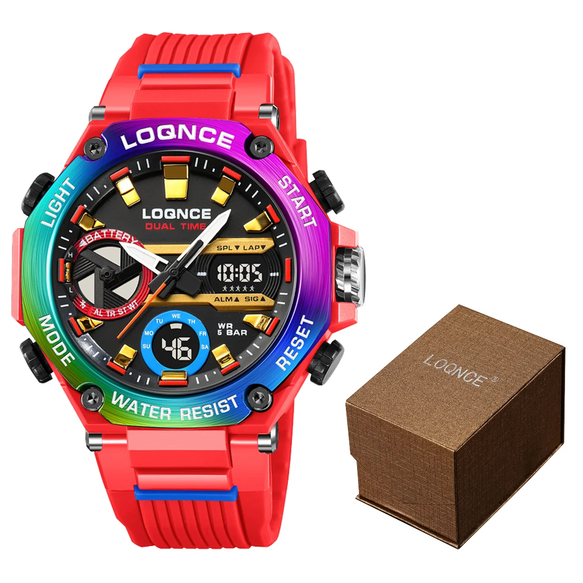 2023 New LOQNCE Watch 98001 with Box High Quality Digital-Analog Movement Men\'s Watches Popular Waterproof Watches Sports Style